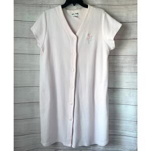 Miss Elaine Light Pink Nightgown Sleepwear Embroidered Flower Size Large